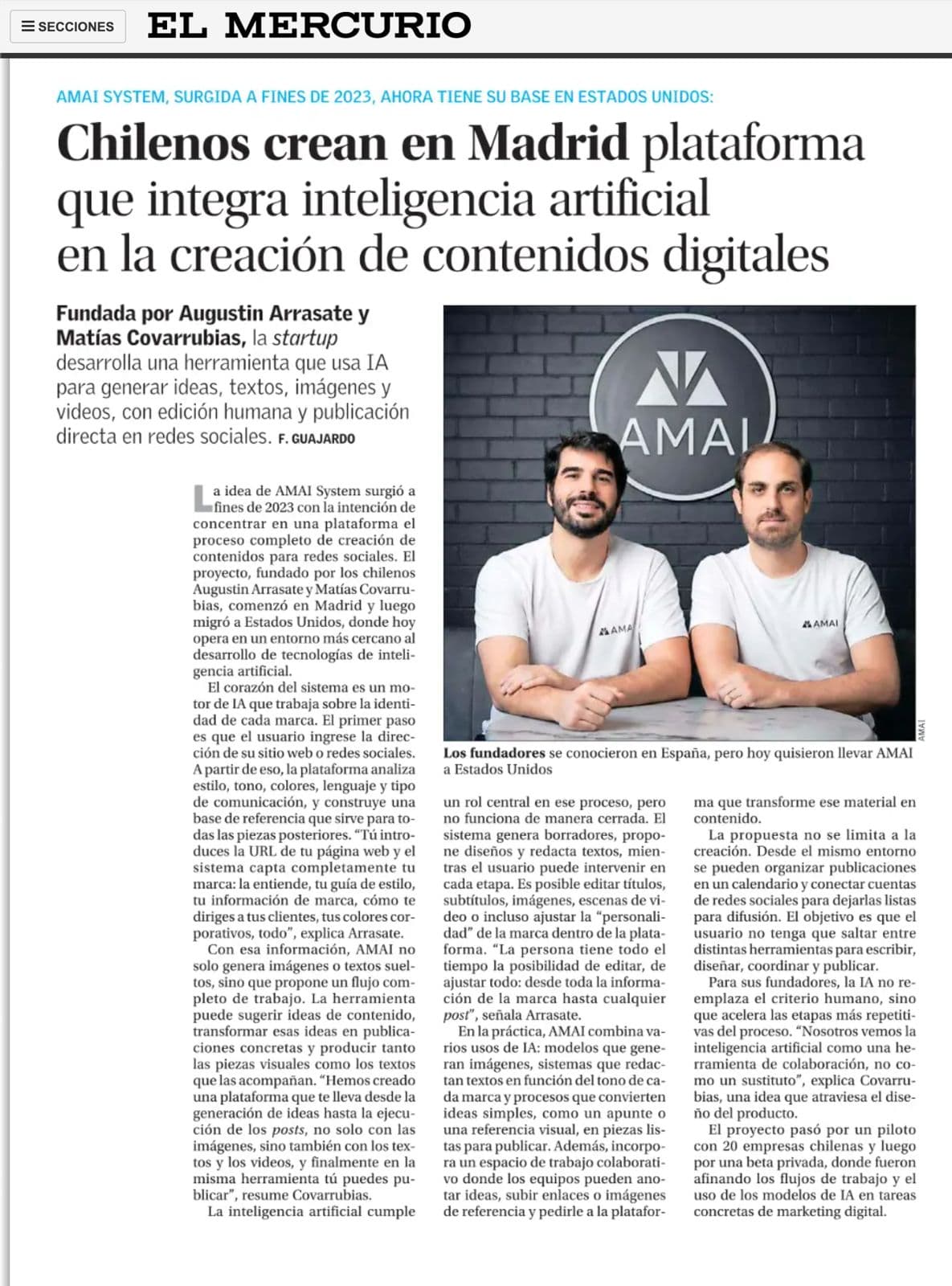 El Mercurio article featuring AMAI